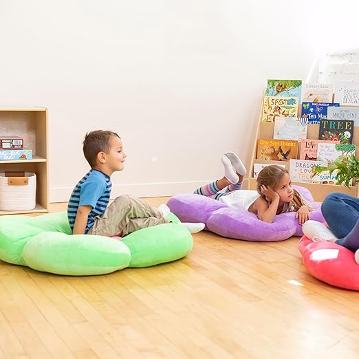 ECR4Kids SoftZone Flower Floor Pillow, Seating Cushion, Bright Green