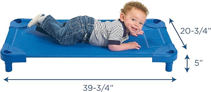 Children’s Factory Value Line Fully Assembled Toddler Cot for Sleeping, Naptime, Preschool, Daycare Furniture, Blue