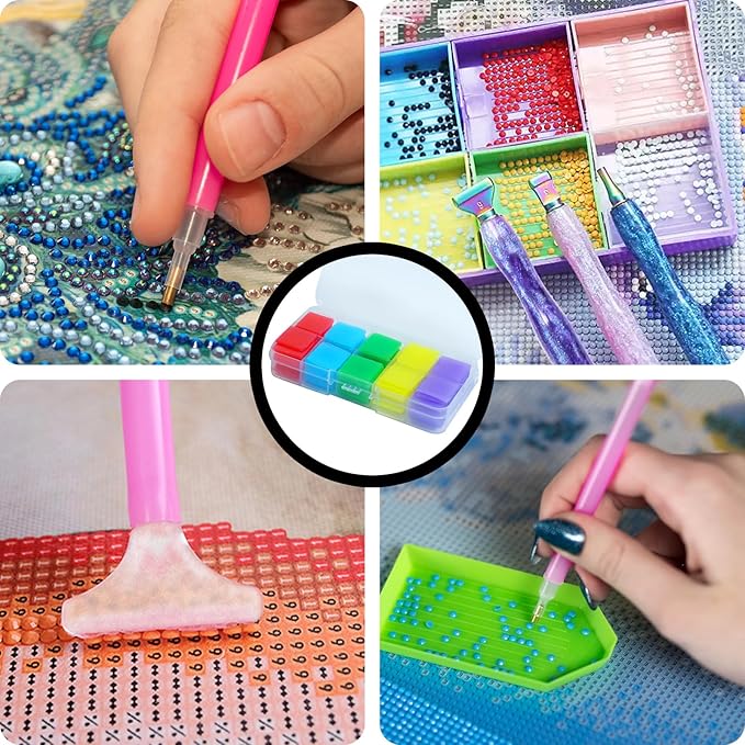 100Pcs Diamond Art Painting Glue Clay Wax,DIY 5D Diamond Art Accessories Tools Supplies Set with Storage Box,Colorful Clay Embroidery Painting Set Cross Stitch DIY Crafts Tool