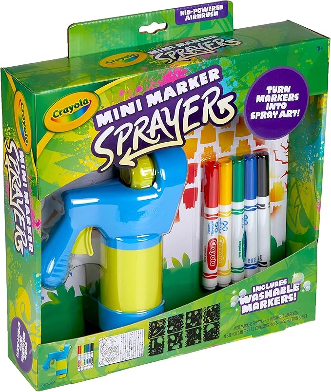 Crayola Mini Marker Sprayer, Marker Airbrush Kit, Gift for Kids, 7, 8, 9, 10