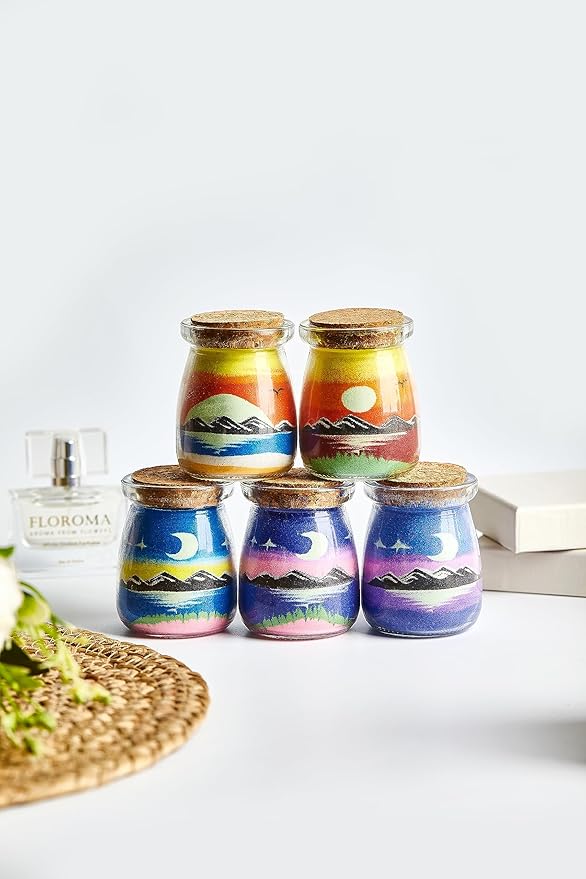 YUANLUGV Sand Art Bottles, Colored Sand with Luminous Sand Art Crafts Gift for Kids, Elegant and Exquisite Sand Art Craft Bottle,Gifts for Girls Boys Kids Women Birthday (A)