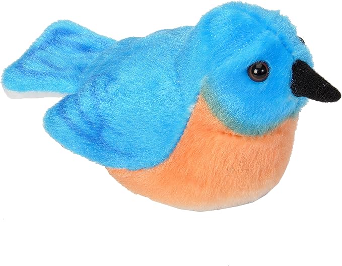 Wild Republic Audubon Birds Eastern Bluebird Plush with Authentic Bird Sound, Stuffed Animal, Bird Toys for Kids and Birders