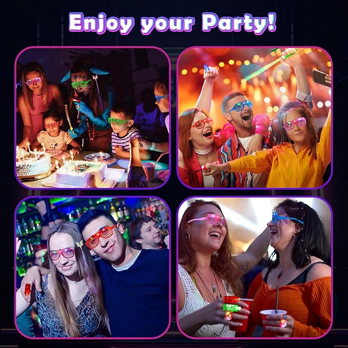 180PCS Light Up Toys Glow In The Dark Party Supplies for Adult Kids, Christmas Party Favors With LED Glasses, Hair Clips, Glow Sticks Bulk Party Pack DIY Glow Necklaces Bracelets Headband
