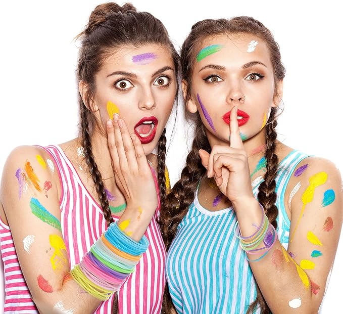 100 Pieces Silicone Jelly Bracelets Luminescent 80s 90s Hair Ties Accessories Multicolor Rainbow Wristband Valentine's Party Favor Mardi Gras Wrist Armband Retro Band for Girls Women Employee Team