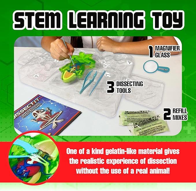 Dissect-It Kit for Kids 6 Plus, Simulated Synthetic Lab Dissection Toy | Frog Super Lab | Authenticated STEM Toys | Kids Learn Animal Science, Biology, and Anatomy
