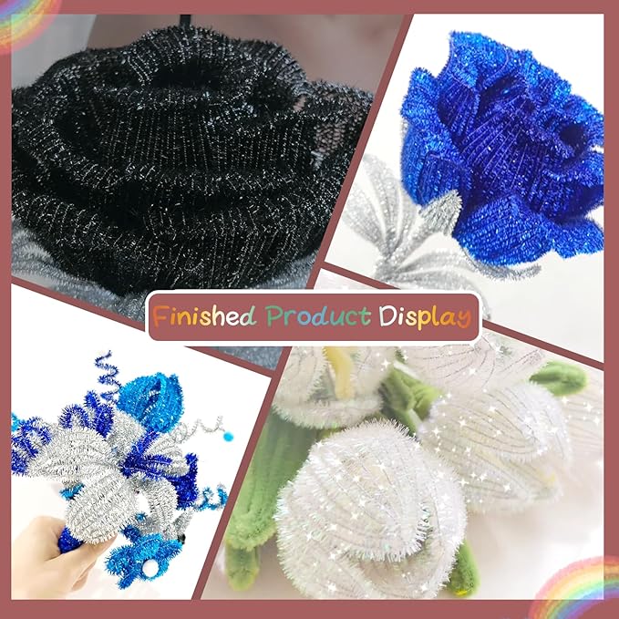 Hssugi Pipe Cleaners, 100PCS Christmas Pipe Cleaners Craft Supplies, Glitter Brown Pipe Cleaners Bulk Fuzzy Sticks for DIY Art and Craft Projects Home Decoration