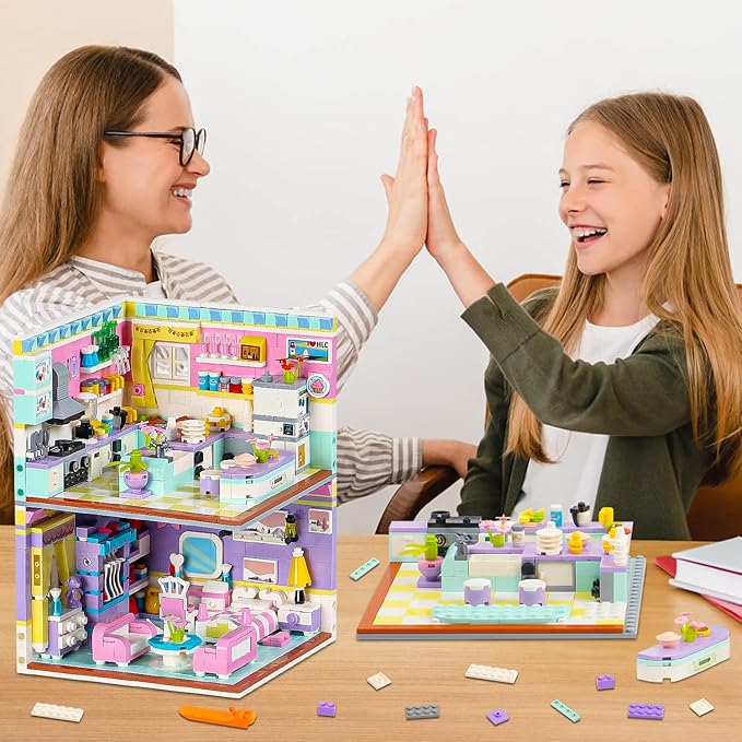 Friends House Building Block, Girls Mini Kitchen Bedroom Friendship Duplex Apartment Creative Playhouse Bricks Kit 2 Sets Birthday Gifts for Adults Old Kids Daughter Teens 8-12 6-12 7-9