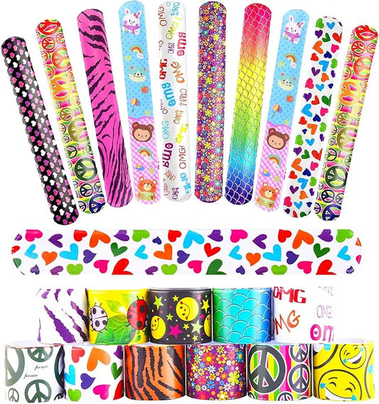 Viicoor 50PCS Slap Bracelets Color Snap Bracelet Wrisrtband for Party Favors Basket Bag Filler School Prizes Birthday Gifts Party Favors Bulk (11-Panther-50PCS)