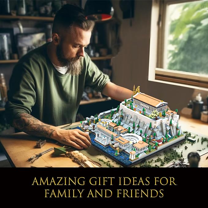 SpblastB Architecture Acropolis of Athens Building Blocks Set, 1988 Pieces Landmark Collection City Building Kit, Display Model Kit and Home Decor Gift Idea for Adults, Kids, Architects