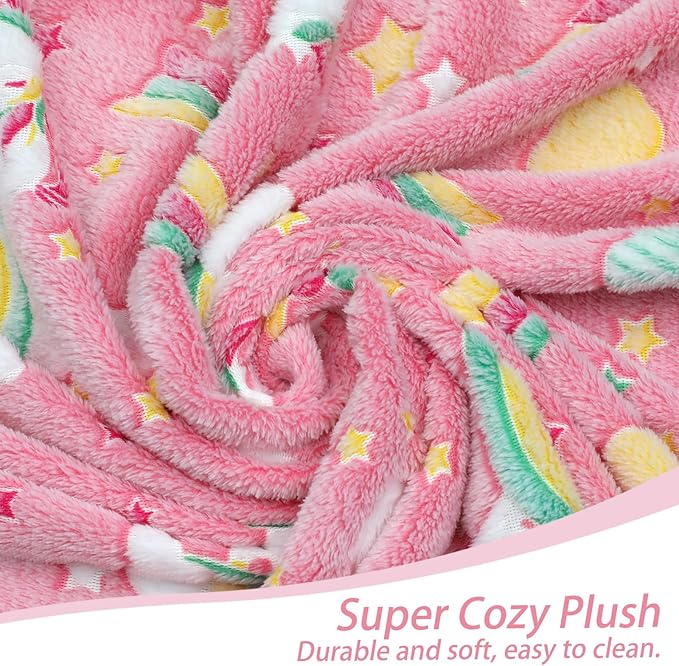 MeMoreCool Folding Toddler Chair, Glow-in-The-Dark Soft Plush Kids Fold-Out Couch Sofa, Comfy Baby Recliner for Girls and Boys (Glowing Unicorn, Pink)