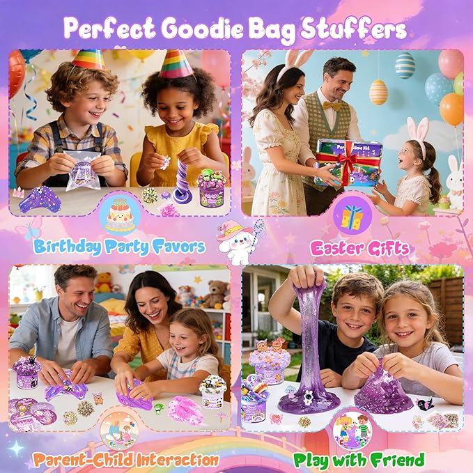 12 Pack Slimes, Purple Slime for Kids, Butter Cloud Slime kit for Girls Ages 8-12, Toys for Girls and Boys, Birthday Party Favors for Kids Goodie Bag Easter Basket Stuffers