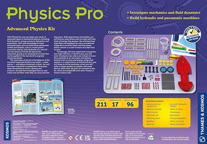 Thames & Kosmos Physics Pro (V 2.0) Science Kit | 96 Page Color Manual | 31 Experiments | Advanced Physics Education Kit | Parents' Choice Silver Award Winner