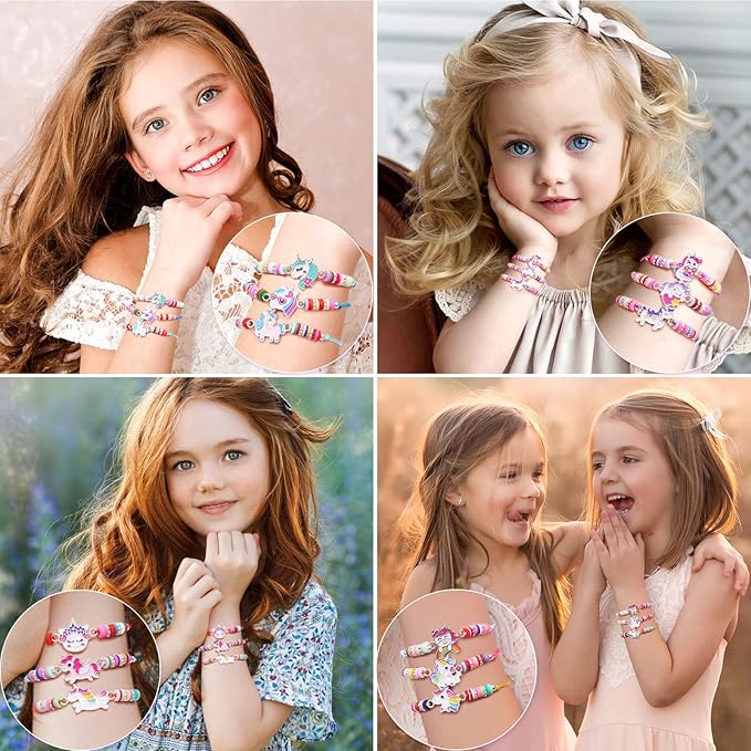12 Pcs Unicorn Girls Bracelet for Kids Jewelry Toddler Friendship Bracelets Adjustable Toy Gift Pretend Play Goodie Bag Classroom Reward Rainbow Unicorn Party Favors Supplies