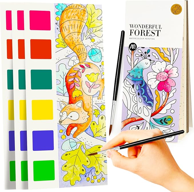 Watercolor Coloring Books for Kids Ages 5-6,8-12,Travel Pocket Water Color Paint Set for Toddlers Party Birthday Thank You Exchange Gift Art and Craft Easter Basket Stuffers for Toddlers