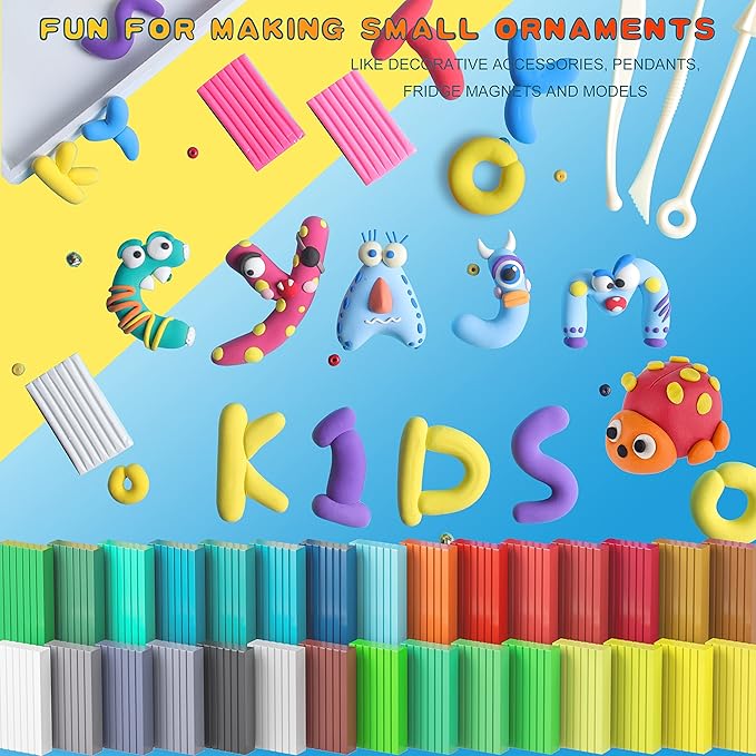 Polymer Clay Sets,50 Colors Modeling Clay for Kids,Oven Bake Clay DIY Mold Clay with Sculpting Tools and Accessories,for Kids Adult and Artist Friendly Holiday Gifts