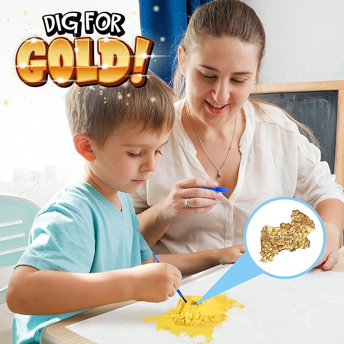 Sunny Days Entertainment Gold Dig Kit, Mystery Science Toy for Kids, Party Favor, Goodie Bags, Valentine's Day Gift for Girls and Boys, 5+