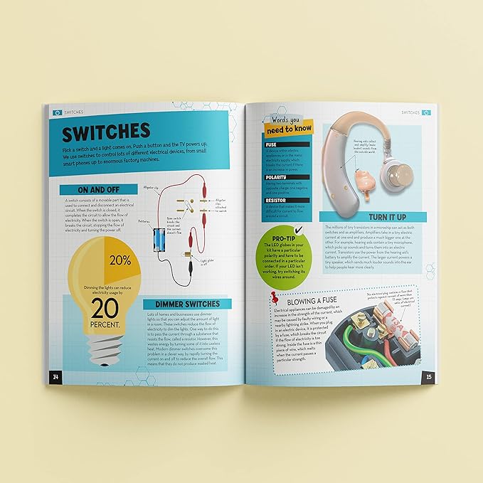 Incredible Electricity (us ed) - Book & Science Kit - STEM, Create Electrical Circuits, Conduct Over 45 Experiments, Includes 53-Pieces, 64-Page Book, Learning & Education, Medium