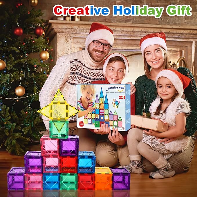 100PCS Magnetic Tiles Kids Toys - Magnetic Building Blocks STEM Magnet Building Set Preschool Learning Magnetic Toys for Kids Ages 3-5 4-8, Sensory Montessori Toys for 3+ Year Old Boys and Girls