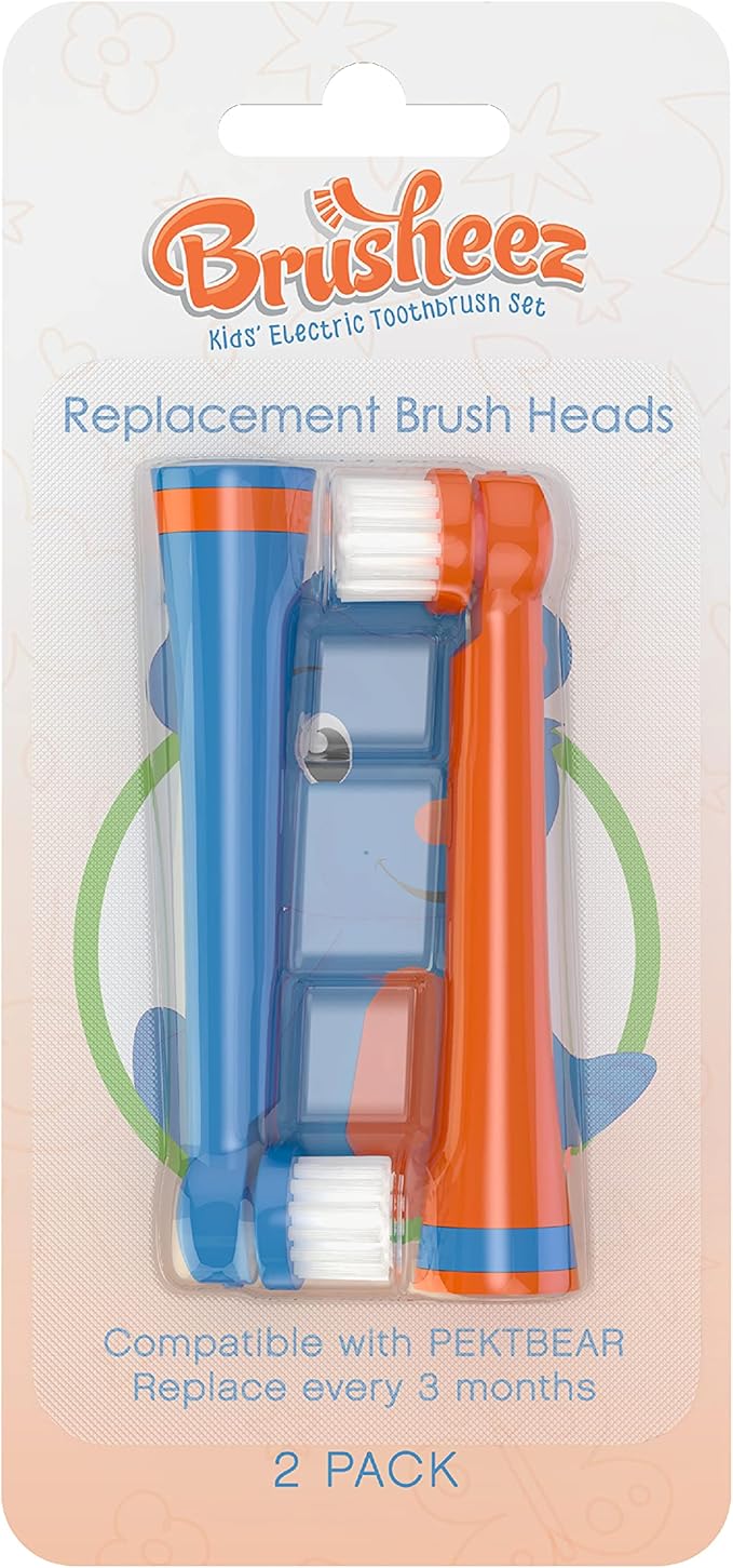 Brusheez Electronic Toothbrush Replacement Brush Heads 2 Pack (Buddy The Bear)