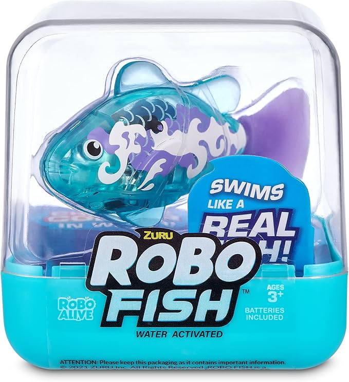 Robo Alive Robo Fish Series 2 (Teal + Orange 2 Pack) by ZURU Robotic Swimming Fish Water Activated, Changes Color, Comes with Batteries, Amazon Exclusive - Teal + Orange (2 Pack), 7165E
