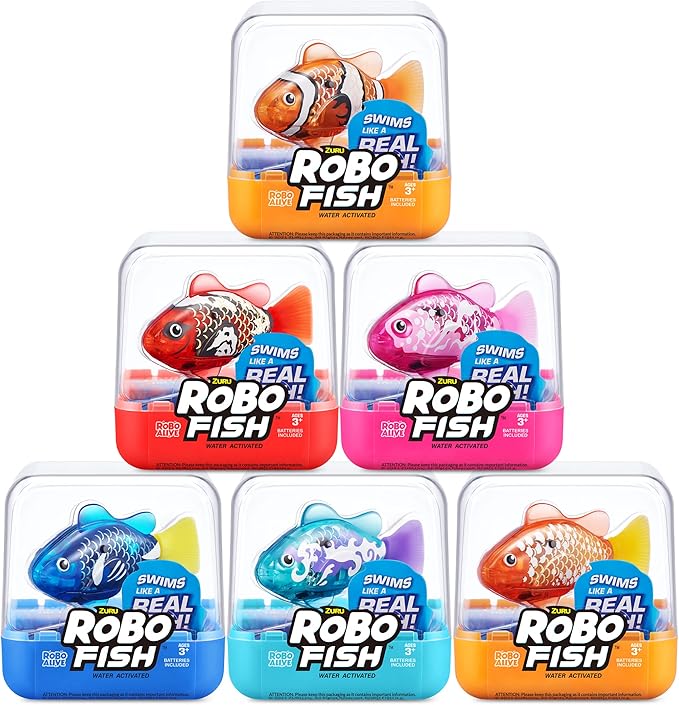 Robo Alive Robo Fish Robotic Swimming Fish (Pink + Golden) by ZURU Water Activated, Changes Color, Comes with Batteries, Amazon Exclusive (2 Pack) Series 3