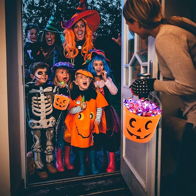 Halloween Party Favors for Kids - 57 PCS Halloween Decorations LED Flash Rings Light Up Necklaces Halloween Toys, Glow in the Dark Halloween Party Supplies, Halloween Gifts/Halloween Treats for Kids