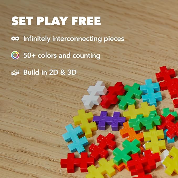 PLUS PLUS 240 Piece Interlocking Building Blocks for Kids, Open Ended Connecting Toys, STEM Bin Mini Manipulatives - Neon Mix Play Tube & Baseplate