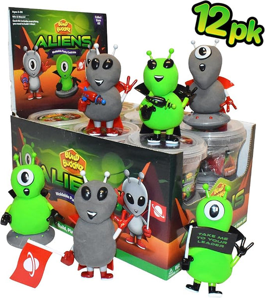 Aliens Craft Kit 12pc Party Pack – Build, Play, and Display 12 Air-Dry Clay Aliens, Great for Birthday Parties, Trick or Treating, Stocking Stuffers, for Kids, Boys and Girls Ages 5+
