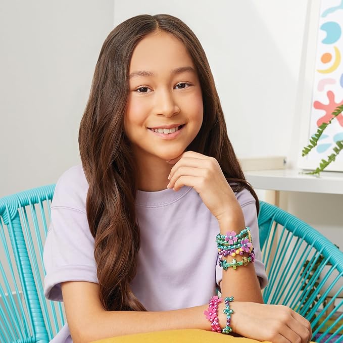 Make It Real: LinXo Celebration Jewelry Design Set - 186pcs, DIY 5 Flexible Bracelets, Design-Build-Rebuild, Craft Activity Kit, Girls & Kids Ages 6+