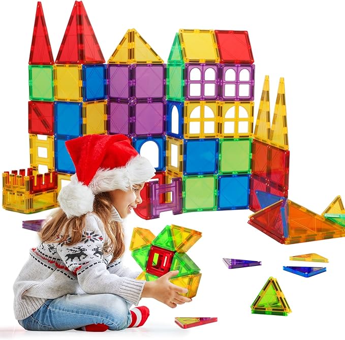 MAGBLOCK Magnetic Blocks - Magnetic Tiles Toys for Toddlers Kids Magnetic Building Blocks Preschool Magnet Set Magnetic Stem Toys 70 Pieces