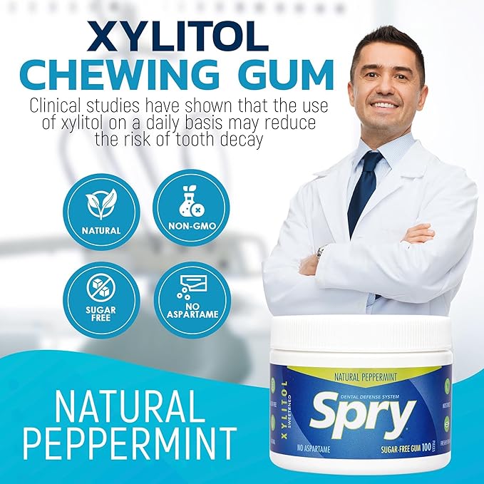 Spry Total Dental Health Kit, All Day Oral Care and Gum Health Kit Including Spry Xylitol Sugar Free Gum, Xylitol Sugar Free Candy Mints, Xylitol Oral Rinse and Spearmint Toothpaste with Xylitol