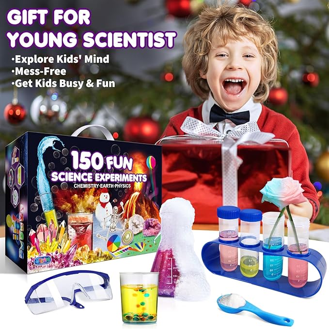 UNGLINGA 150 Experiments Science Kits for Kids Boys Girls, Scientific Toys Gifts Ideas Birthday Christmas, S.T.E.M Project Chemistry Break Geodes, Volcano, Physics Educational Activities