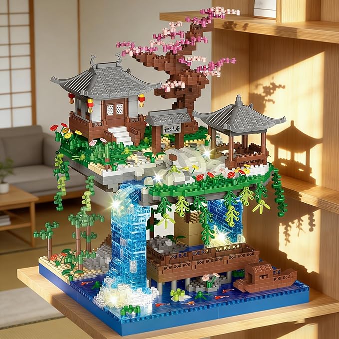 Beego Cherry Blossom Bonsai Tree Architecture Mini Building Kit Set, Chinese Peach BlossomArchitecture Building Blocks with Light, Japanese Sakura Tree House Gift for Adults, Teen(2500PCS)