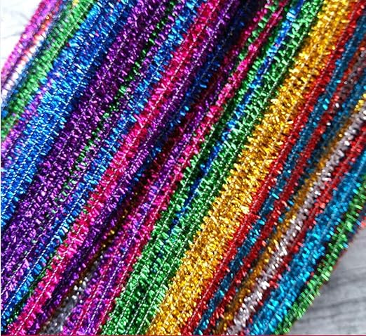 Cuttte Pipe Cleaners Craft Supplies - 300pcs 10 Colors Glitter Pipe Cleaners Chenille Stems for Craft Kids DIY Art Supplies, Assorted Colors (6 mm x 12 inch)