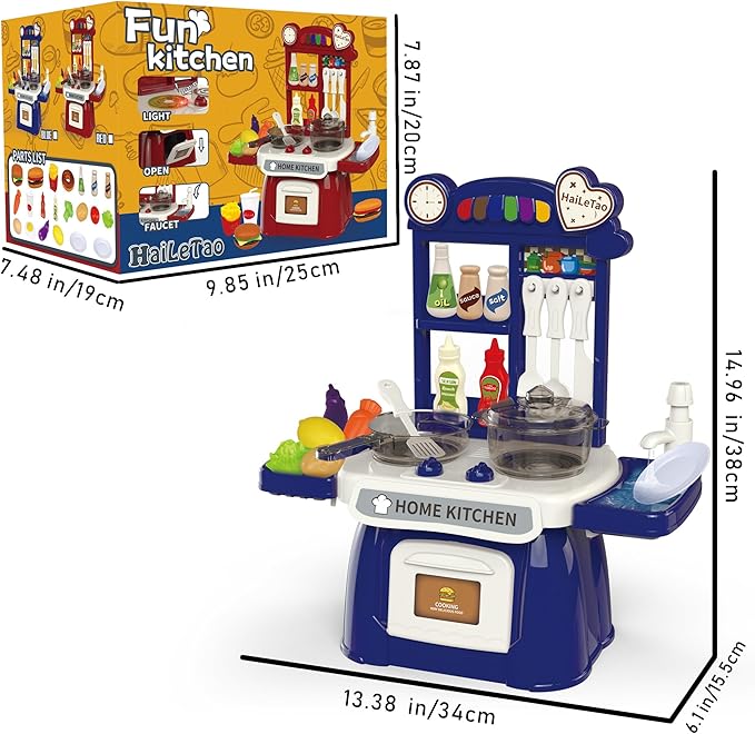 Kitchen Set for Toddler with Sound and Light,Pretend Cooking Food Set,Kids Kitchen Playset,Play Sink with Running Water and Electronic Induction Stove,Kitchen Accessories