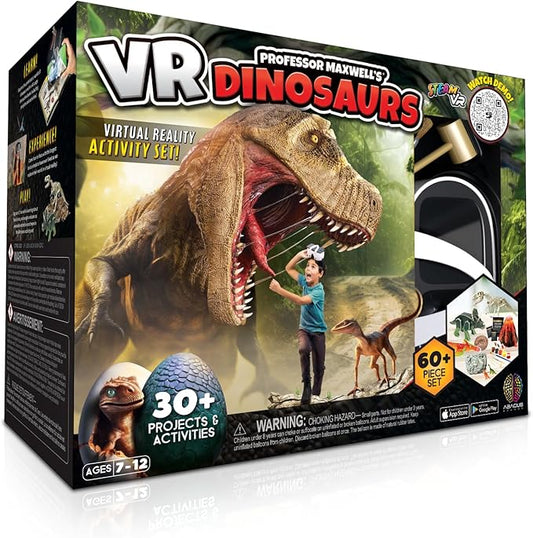 Professor Maxwell's VR Dinosaurs - Virtual Reality Kids Science Kit, Book and Interactive STEM Learning Activity Set (New Edition) - for Ages 7 and Up