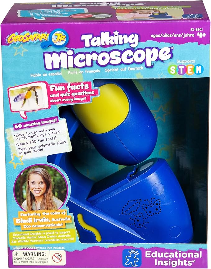 Educational Insights GeoSafari Jr. Talking Microscope Featuring Bindi Irwin: Microscope for Kids, STEM & Science Toy, Interactive Learning, Ages 3+
