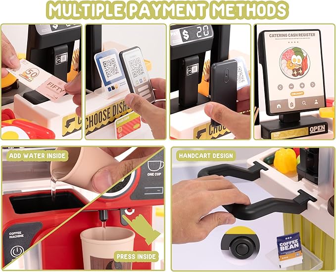 Kids Kitchen Play Set,Interactive Kids Kitchen Play Set with 88Pcs of Kitchen Toys,Realistic Sound Effects,and Simulated Functionality - Suitable for Toddlers (Yellow Kitchen Play Set)