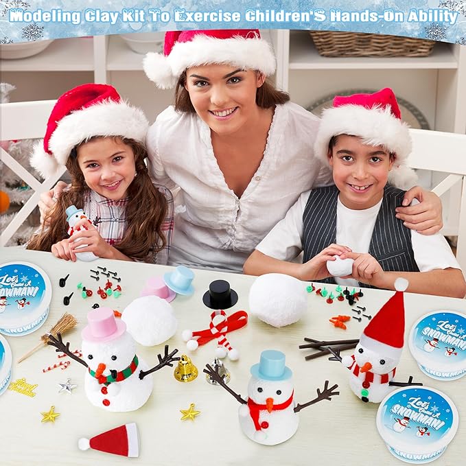 9 Pack Snowman Kit, Christmas Crafts DIY Snowman Kit, Build a Snowman Winter Christmas Activities Set Indoor, Snowman Creative Air Dry Modeling Clay Crafts Kit for Family School Party Favor Supplies