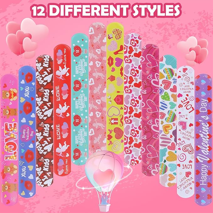 Valentines Slap Bracelets for Kids - 36PCS Valentines Day Gifts for Kids Bulk Snap Bracelets Valentines Party Favors Valentine Goodie Bag Stuffers Treats Classroom Prizes Decorations Accessories