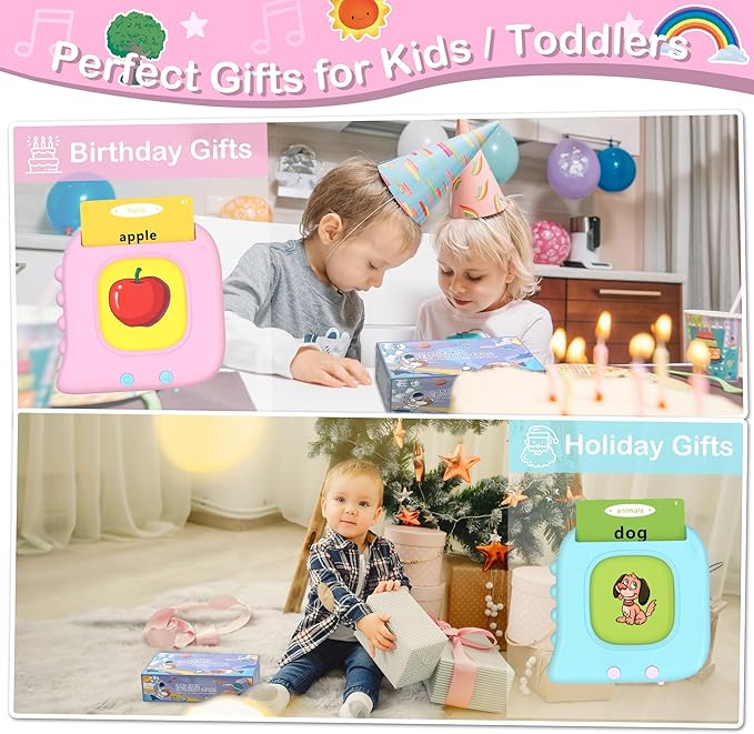 Pocket Speech for Toddlers, Talking Flash Cards for Toddlers with 510 Words, Educational Toys for 2 3 4 5 Year Old, Autism Sensory Toys, Educational Montessori Toys for Kids, Birthday Gifts for Girl