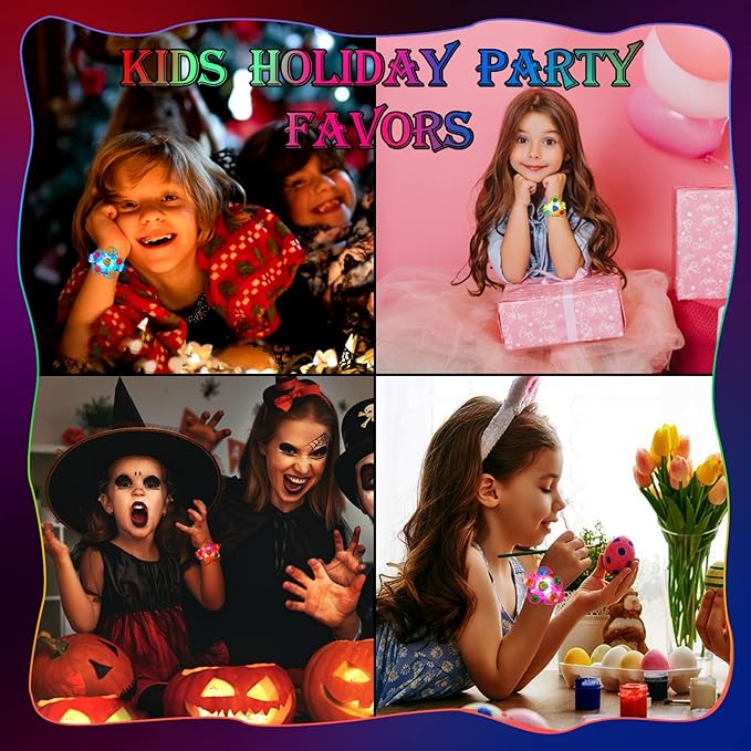 SCIONE LED Light Up Bracelets 25 Pack Party Favors for Kids 4-8 8-12 Goodie Bags Stuffers Glow in The Dark Party Supplies Return Gifts for Kids Classroom Prizes Exchange Birthday Party Favors