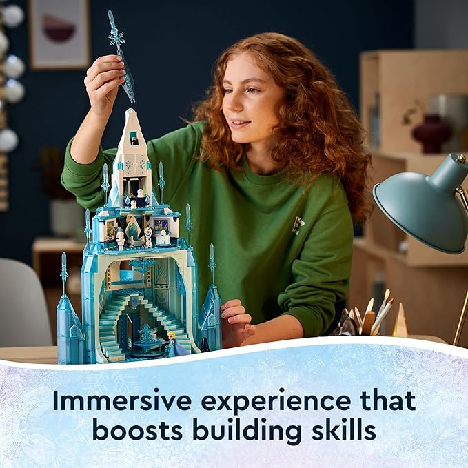 LEGO Disney Princess The Ice Castle Building Toy 43197 Disney Castle Kit to Build, Disney Gift Idea, Castle Toy for Kids Age 6+ Years Old with Frozen Anna and Elsa Mini Doll Figures and Olaf Figure