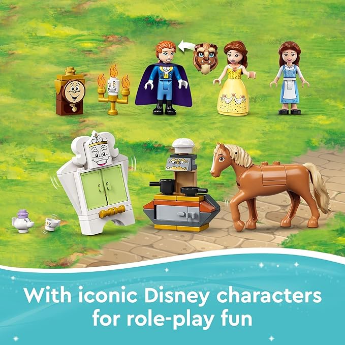 LEGO Disney Belle and The Beast’s Castle Building Toy 43196 Pretend Play Building Kit from The Beauty and The Beast Movie with Horse Toy, Disney Princess & Prince Mini-Doll Figures, Plus Accessories