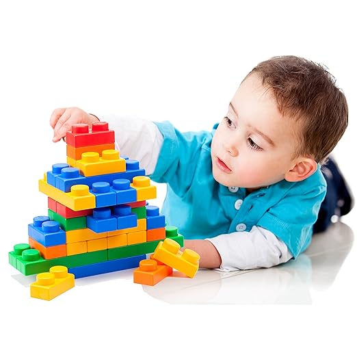 UNiPLAY Basic Soft Building Blocks — Cognitive Development Toy, Educational Blocks, Interactive Sensory Chew Toy for Ages 3 Months and Up (60-Piece Set)