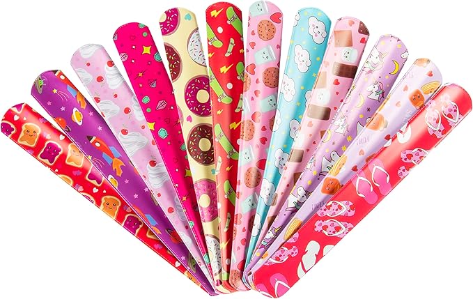 Set of 24 Valentines Cards for Kids Classroom - Valentine's Day Sweet Pals Slap Bracelets for Kids School - Each Valentines Gift Includes a Friendship Bracelet & Card for Boys Girls Classroom Exchange