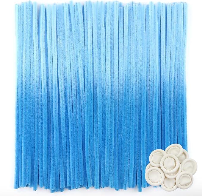 TOAOB 100pcs Pipe Cleaners Gradient Blue Chenille Stems for Crafts 12 Inch Fuzzy Sticks Craft Supplies for DIY Art Craft Projects Home Decorations