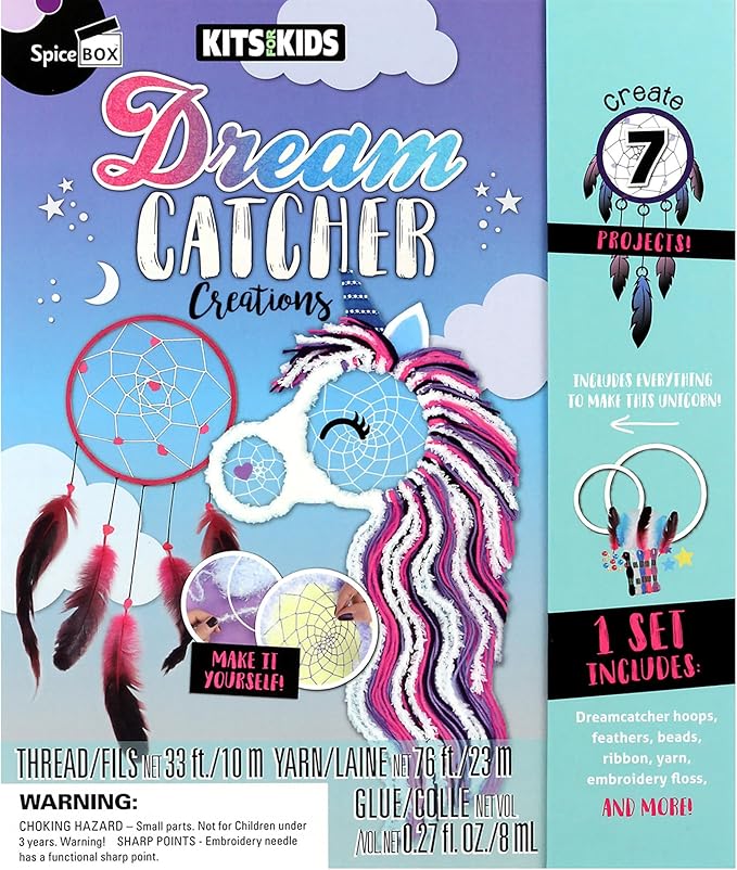 SpiceBox Children's Activity Kits for Kids Dreamcatcher Creations, 7 Ethereal Projects, Craft Kit for Kids