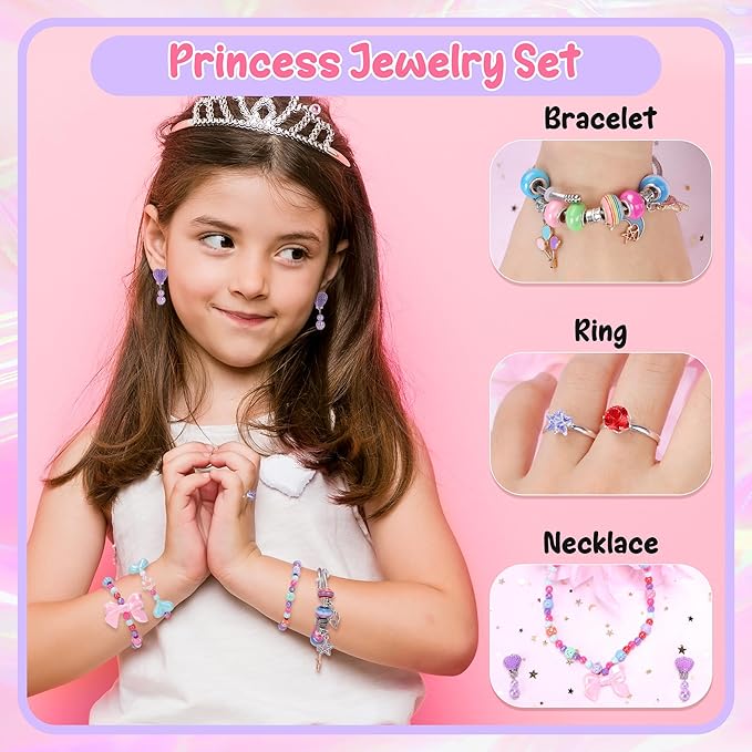 Woiworco Bracelet Making Kit, Love Design DIY Charm Bracelet Making Kit Jewelry Making Kit Jewelry Making Supplies DIY Jewelry Box Arts and Crafts Kits Birthday Gifts Valentine's Day Gift (Love)
