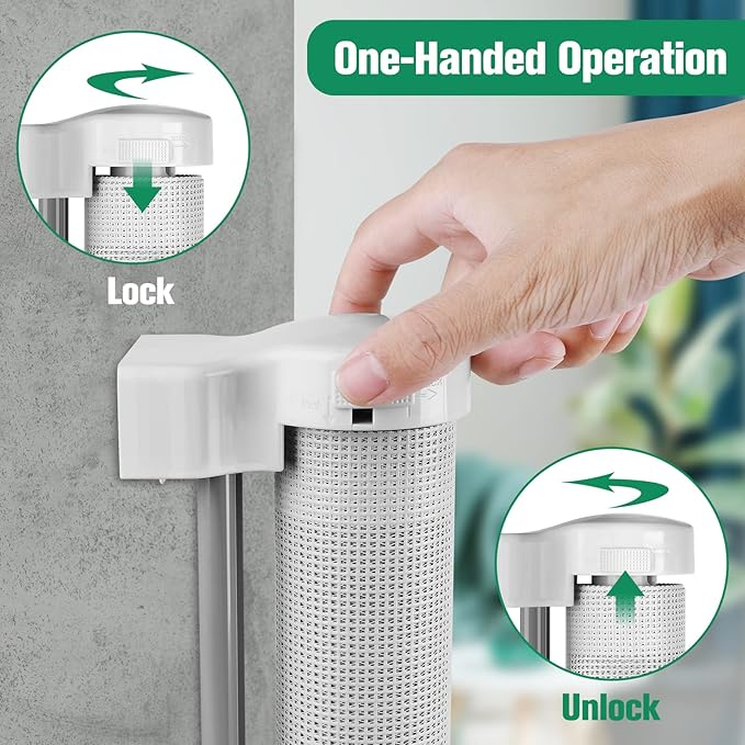 110 Inch Retractable Baby Gates for Large Openings Retractable Dog Gate Outdoor Retractable Gate Mesh Baby Gate Retractable Gates for Dogs Indoor Extra Long Baby Gate for Stairs, Doorways, Light Gray